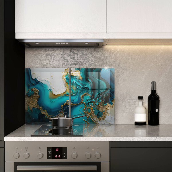 Főzőlap védő üveglap Türkiz absztrakció
