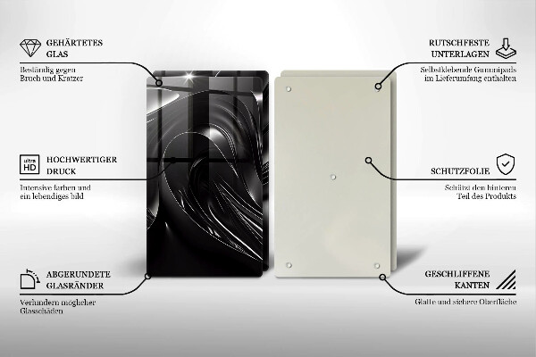 Főzőlap védő üveglap Absztrakt fekete massza