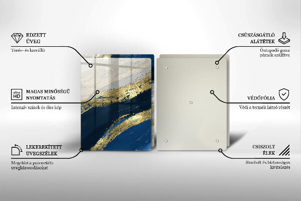 Főzőlap védő üveglap Textúra arannyal