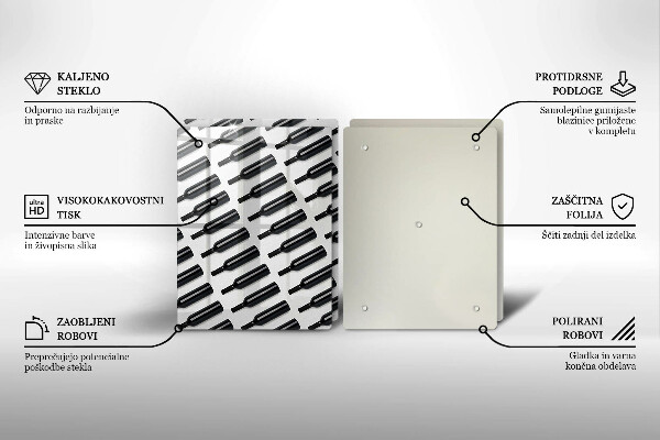 Főzőlap védő üveglap Fekete borosüvegek