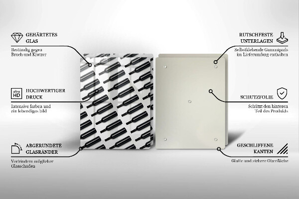 Főzőlap védő üveglap Fekete borosüvegek