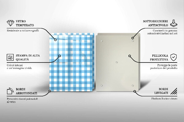 Főzőlap védő üveglap Kék-fehér kockás minta