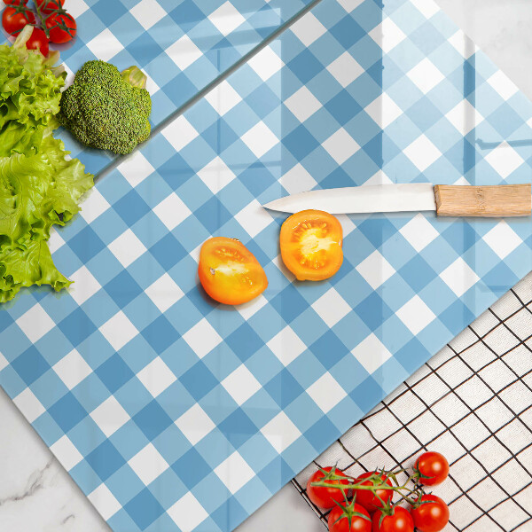 Főzőlap védő üveglap Kék-fehér kockás minta