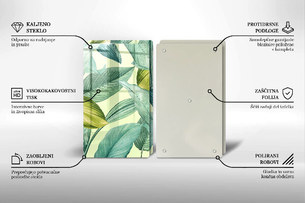 Főzőlap védő üveglap Zöld trópusi levelek