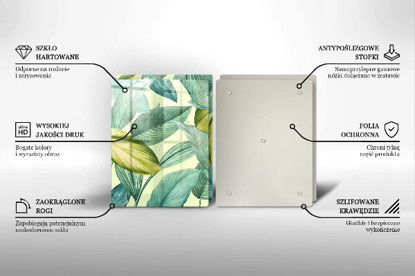 Főzőlap védő üveglap Zöld trópusi levelek