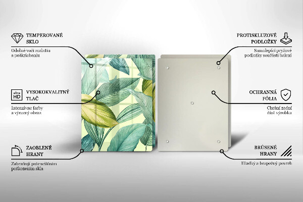 Főzőlap védő üveglap Zöld trópusi levelek