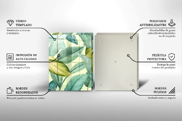 Főzőlap védő üveglap Zöld trópusi levelek