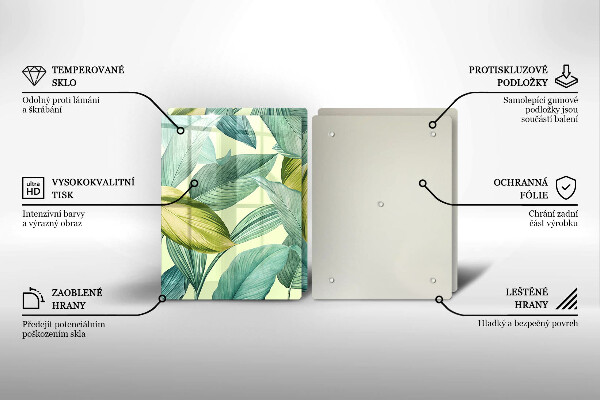 Főzőlap védő üveglap Zöld trópusi levelek