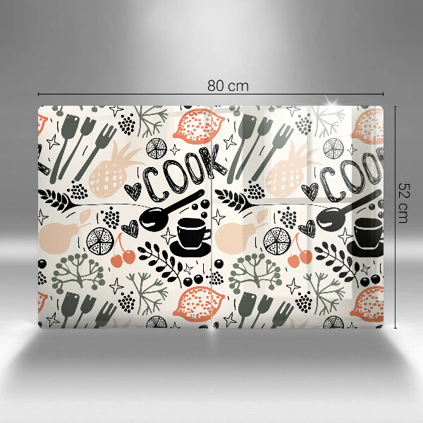 Főzőlap védő üveglap Rajzfilm konyhai motívum