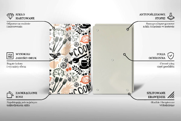 Főzőlap védő üveglap Rajzfilm konyhai motívum