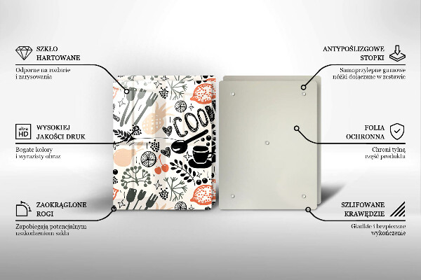 Főzőlap védő üveglap Rajzfilm konyhai motívum