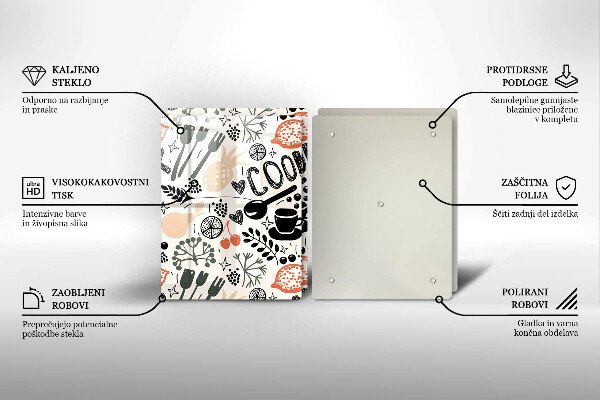 Főzőlap védő üveglap Rajzfilm konyhai motívum