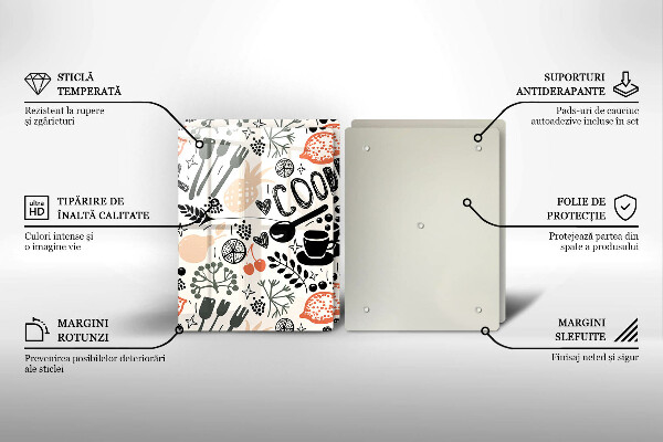 Főzőlap védő üveglap Rajzfilm konyhai motívum