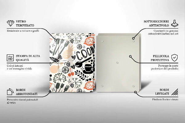 Főzőlap védő üveglap Rajzfilm konyhai motívum