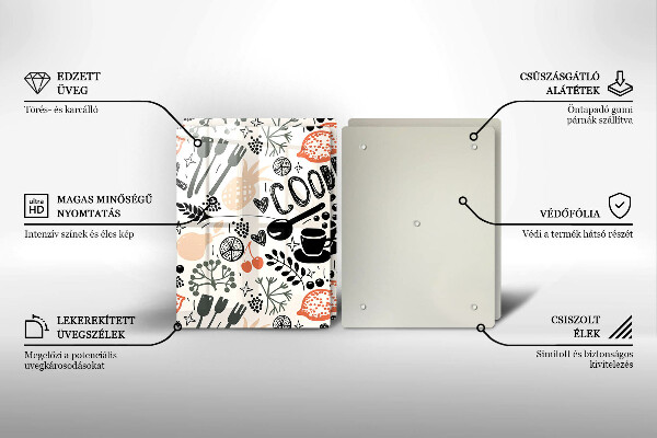 Főzőlap védő üveglap Rajzfilm konyhai motívum