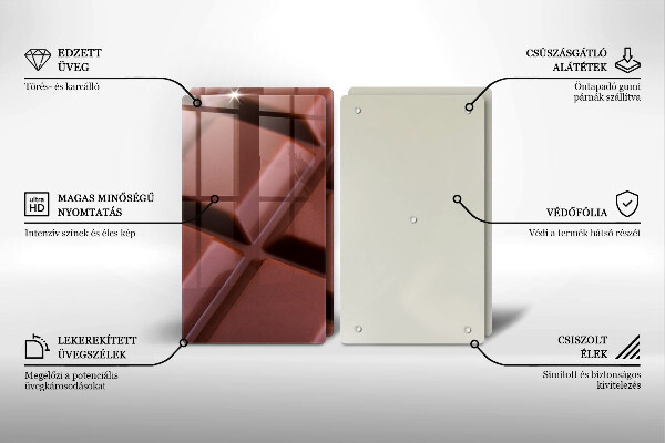 Főzőlap védő üveglap Csokoládé kocka