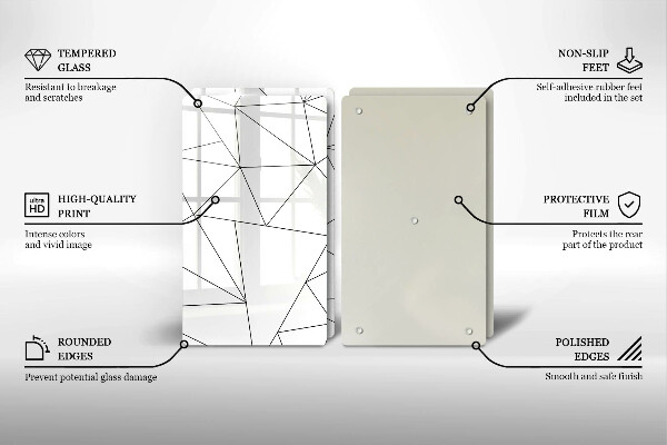 Főzőlap védő üveglap Fehér háromszögek