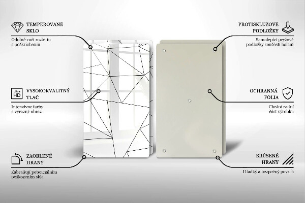 Főzőlap védő üveglap Fehér háromszögek