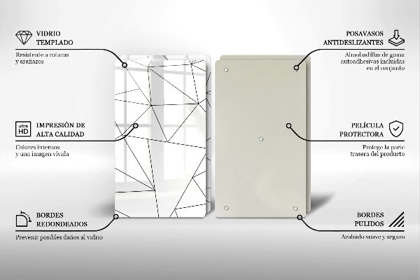 Főzőlap védő üveglap Fehér háromszögek