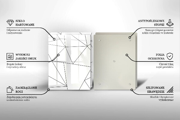 Főzőlap védő üveglap Fehér háromszögek