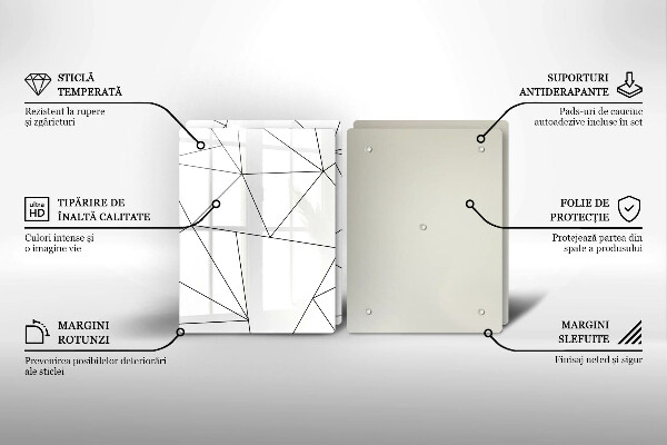 Főzőlap védő üveglap Fehér háromszögek