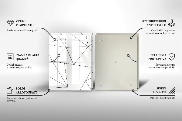 Főzőlap védő üveglap Fehér háromszögek