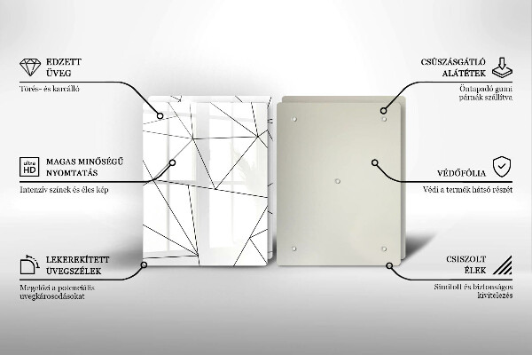 Főzőlap védő üveglap Fehér háromszögek