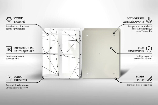 Főzőlap védő üveglap Fehér háromszögek