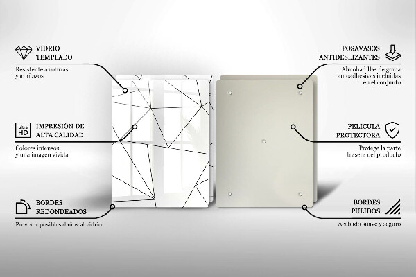 Főzőlap védő üveglap Fehér háromszögek