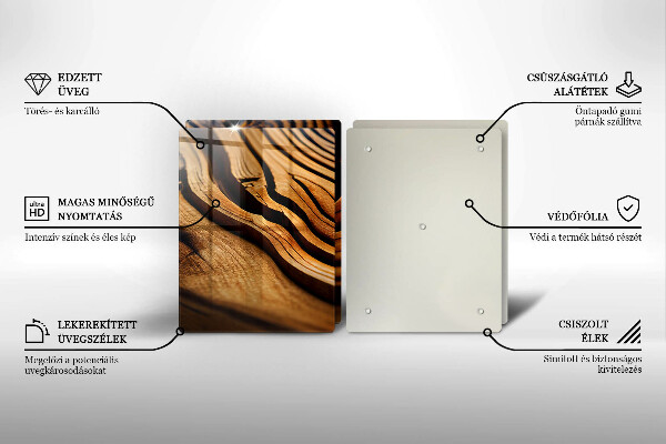 Főzőlap védő üveglap Fa csonk