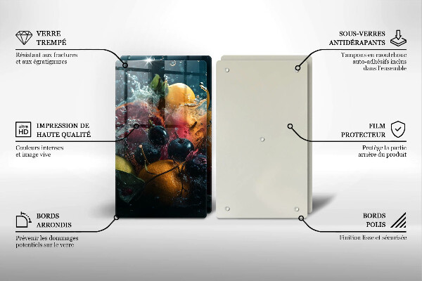 Főzőlap védő üveglap Gyümölcsök vízben