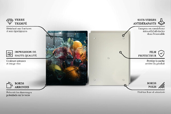 Főzőlap védő üveglap Gyümölcsök vízben