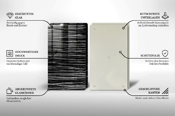 Főzőlap védő üveglap Fekete absztrakció