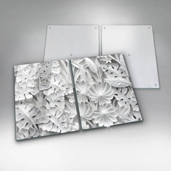 Főzőlap védő üveglap Fehér virágok