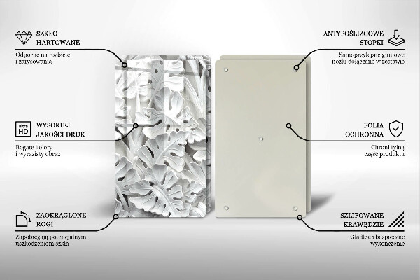 Főzőlap védő üveglap Fehér virágok