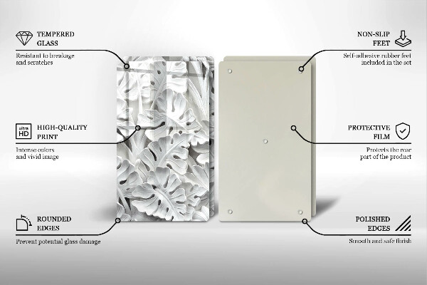 Főzőlap védő üveglap Fehér virágok