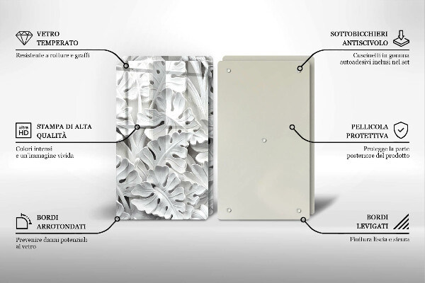 Főzőlap védő üveglap Fehér virágok