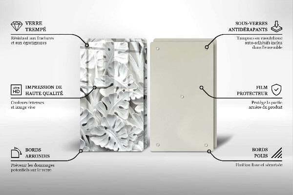 Főzőlap védő üveglap Fehér virágok