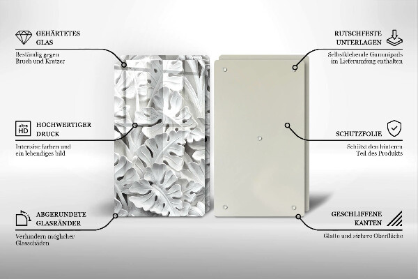 Főzőlap védő üveglap Fehér virágok