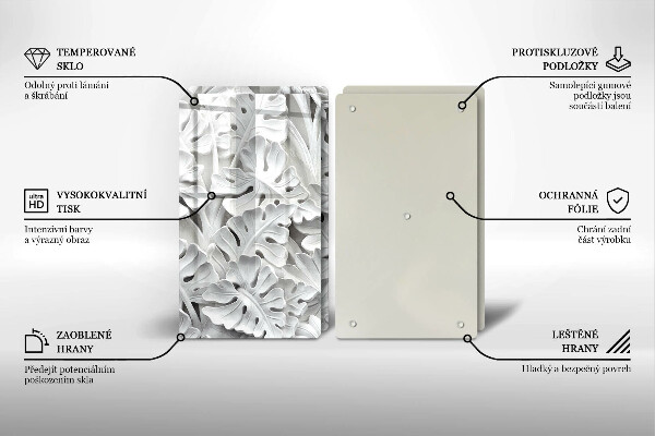 Főzőlap védő üveglap Fehér virágok