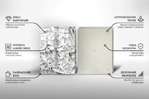 Főzőlap védő üveglap Fehér virágok