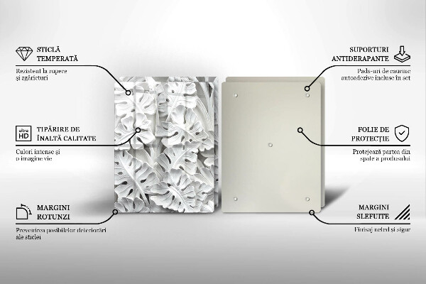 Főzőlap védő üveglap Fehér virágok