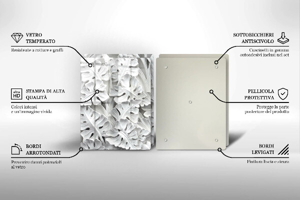 Főzőlap védő üveglap Fehér virágok