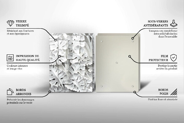 Főzőlap védő üveglap Fehér virágok