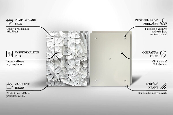 Főzőlap védő üveglap Fehér virágok