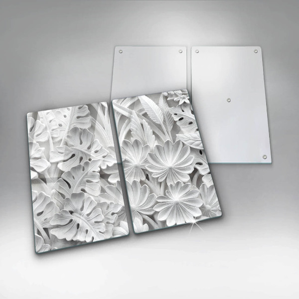 Főzőlap védő üveglap Fehér virágok