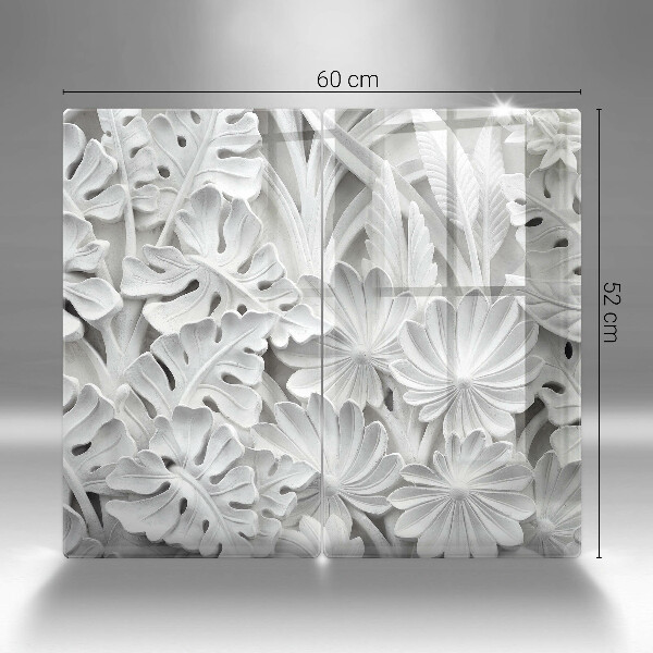 Főzőlap védő üveglap Fehér virágok