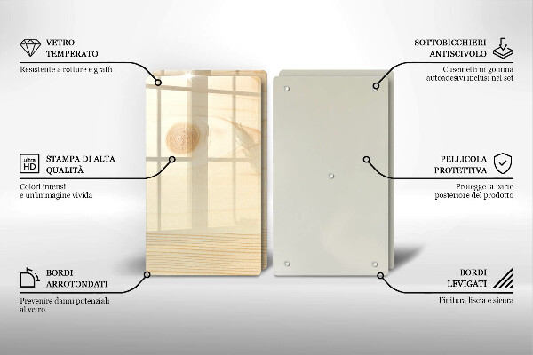 Főzőlap védő üveglap Fa deszka