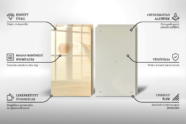 Főzőlap védő üveglap Fa deszka