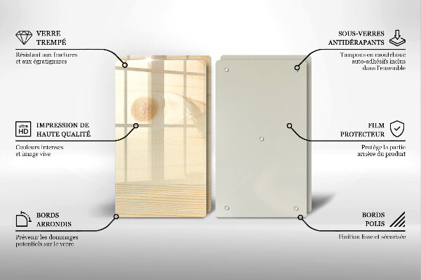 Főzőlap védő üveglap Fa deszka